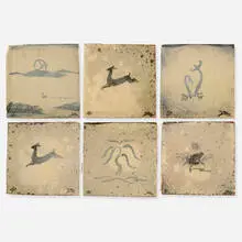 Bernard Leach, Collection of six tiles, c. 1935, glazed stoneware