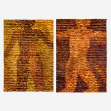 Tim Harding, Untitled (Diptych), c. 2006, silk and cotton textured fibers with velcro and wood hanging supports