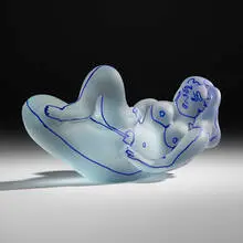 Richard Jolley, Female Nude, hand-blown glass and sandblasted glass