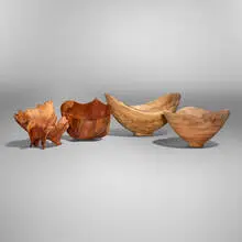 Derek Bencomo, Bowls, set of two, silver oak, mango wood, Milo wood, manzanita burl