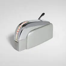 National package sealer, model 208 by Egmont Arens, 1941, enameled and chrome-plated steel, lacquered metal, rubber, sold Apr 2026
