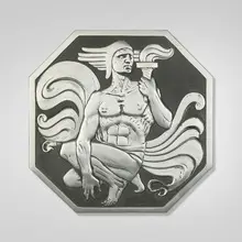 Joseph Anthony Atchison, Art Deco wall plaque with nude male holding a torch, c. 1945, cast aluminum