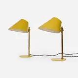 Paavo Tynell, Table lamps model 9227, pair, c. 1955, lacquered aluminum and steel, brass