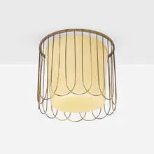 Ceiling lamp by Paavo Tynell, c. 1945, glass, brass, sold Apr 2026