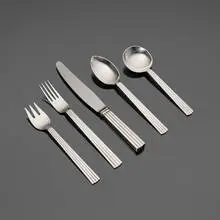Bernadotte flatware service by Prince Sigvard Bernadotte, c. 1939, sterling silver, stainless steel, sold Apr 2026