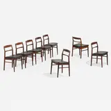 Arne Vodder, Dining chairs model 430, set of eight, c. 1965, rosewood, leather upholstery