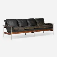 Sven Dysthe, Sofa, model 7001, c. 1960, rosewood, leather upholstery, steel