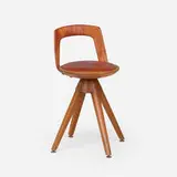 Swivel stool by Edvard and Tove Kindt-Larsen, 1957, teak, leather upholstery, sold Apr 2026
