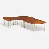 Pinwheel table, model 523 by Peter Hvidt & Orla Mølgaard-Nielsen, c. 1965, teak, brass, sold Apr 2026