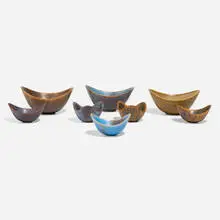 Gunnar Nylund, Collection of eight bowls, 1954, glazed stoneware