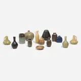 Carl-Harry Stålhane, Collection of fourteen miniature vessels, c. 1955, glazed stoneware
