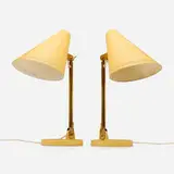 Paavo Tynell, Table lamps model 5305, pair, c. 1950, lacquered aluminum and steel, brass