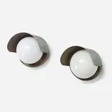 Paavo Tynell, Exterior wall lamps model 2424, pair, c. 1955, copper, opal glass