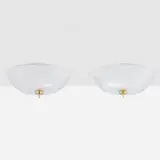 Paavo Tynell, Ceiling lamps model 2098 R, pair, c. 1954, glass, brass