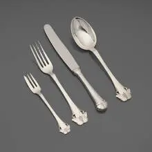 Figast, Butterfly flatware set, c. 1919, .826 silver, .800 silver, stainless steel