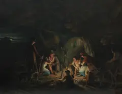 Thomas Barker, Gypsy encampment by moonlight