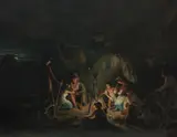 Thomas Barker, Gypsy encampment by moonlight