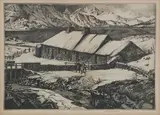 James McIntosh Patrick Obe Rsa, Cottages in the snow
