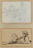 Edmund Blampied, Sketch of two men conversing and a sketch of a man reclining