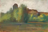Lesser Ury, Insel im See (Ratzeburg?), 1893, Pastell auf Pappe