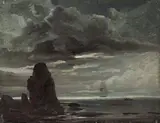 Christian Bernhard Morgenstern, Abend am Meer, Öl auf Leinwand