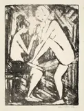 Otto Mueller, Zwei Mädchen mit Handspiegel (1), Um 1919, Lithographie auf festem Papier