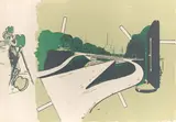 Neo Rauch, Ankunft, 1997, Vierfarbige Serigrafie auf festem Papier