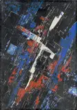 Fred Thieler, K.H.-1/57, 1957, Siebdruckfarbe auf Papier, auf Spanplatte montiert