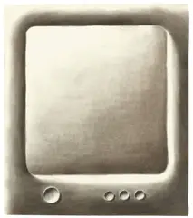 Andreas Schulze, Ohne Titel (Fernseher), 2001, Kohle, gewischt, auf Velin