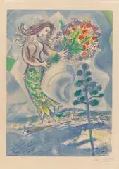 Marc Chagall, Sirène au pin, 1967, Farblithografie auf Arches-Velin