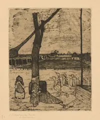 Die Gänsemagd by Paula Modersohn-Becker, Um 1900, Radierung und Flächenätzung in Braun auf Velin, sold Jun 2018