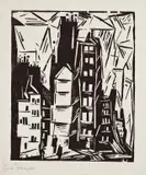 Lyonel Feininger, Pariser Häuser, 1919, Holzschnitt auf dünnem Japan