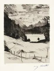Lovis Corinth, Am Walchensee, 1920, Original-Halbleinenmappe mit 8 Kaltnadelarbeiten, jeweils auf Velin