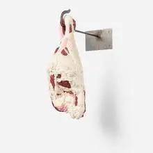 Tamara Kostianovsky, Crochet meat, c. 2013, woven and embroidered fabric, enameled steel