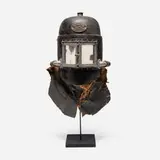 Siebe Gorman & Co., Fire fighter smoke mask, c. 1870, leather, metal, plastic, rubber