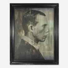 Blaine Halvorson, Untitled (Mug Shot), 2008, oil, emulsion, light box in artist's frame