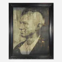 Blaine Halvorson, Untitled (Mug Shot), 2008, oil, emulsion, light box in artist's frame