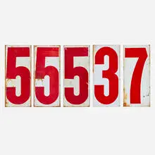 Vintage, Collection of five trade signs, c. 1950, enameled steel