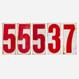 Vintage, Collection of five trade signs, c. 1950, enameled steel