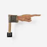 Folk Art, Pointing finger mounted trade sign, carved and painted wood