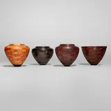 Bud Latven, Collection of four small vessels, 1996-97, Brazilian rosewood, African blackwood