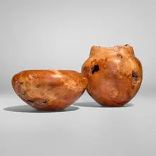 Mark and Melvin Lindquist, Vessels, set of two, 1986, cherry burl