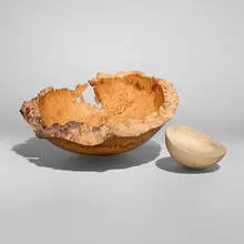 Michael Peterson, Bowls, set of two, bleached maple, burl