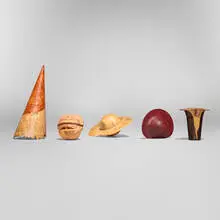 Hans Weissflog, Collection of five boxes, c. 1996, walnut, African blackwood, amboyna burl