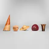 Hans Weissflog, Collection of five boxes, c. 1996, walnut, African blackwood, amboyna burl