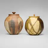 David Shaner, Covered vessels, set of two, c. 1970, glazed stoneware