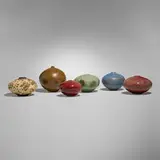 Collection of six vessels by Otto & Vivika Heino, glazed stoneware and porcelain, sold Nov 2025