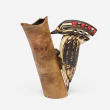 Derek Weidman, Woodpecker, 2025, holly, ebony, maple burl, pigments