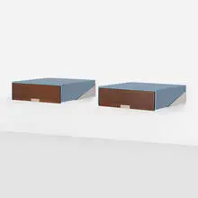 Arne Jacobsen, Wall-mounted nightstands from the SAS Royal Hotel, Copenhagen, pair, 1958, wenge, Formica, lacquered wood, stainless steel, nickel-plated brass