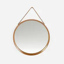Wall mirror by Uno and Osten Kristiansson, c. 1960, teak, mirrored glass, leather, sold Apr 2026